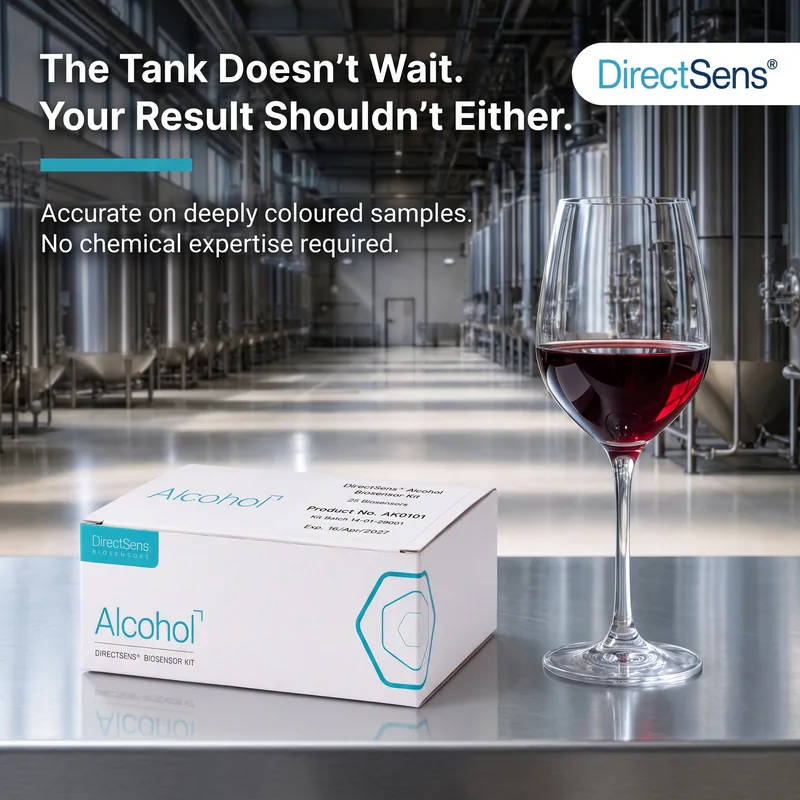 Product and a glass of red wine among stainless steel fermentation tanks
