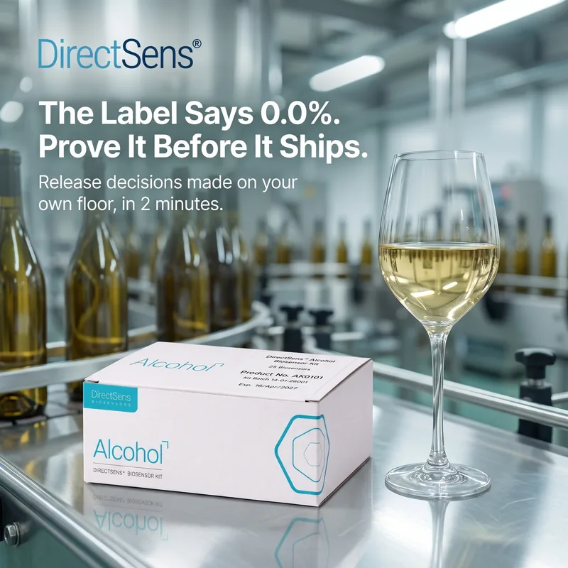 Product on a bottling line with green glass bottles behind